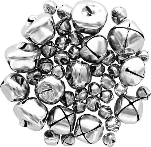 Essentials By Leisure Arts Jingle Bells Assorted Sizes Silver 43pc - Silver Craft Bells in 3 Sizes for Holiday Ornaments, DIY Decorations, Jewelry, and Crafts in Saudi Arabia