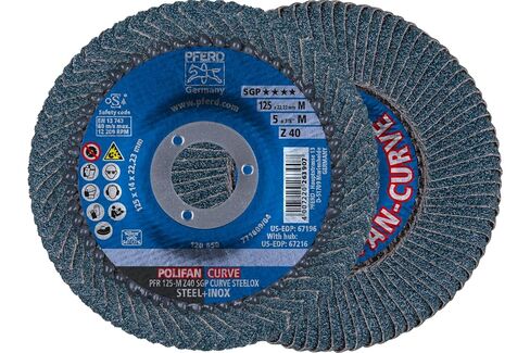 PFERD Polifan Abrasive Flap Disc, Radial Shape, Round Hole, Phenolic Resin Backing, Zirconia Alumina, 5" Dia., 40 Grit (Pack of 1) in Saudi Arabia