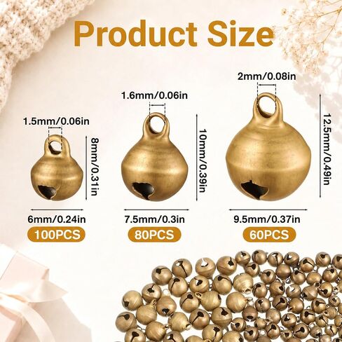 240 Pcs Jingle Bells for Crafting, 3 Sizes Small Bells for Crafts in Saudi Arabia