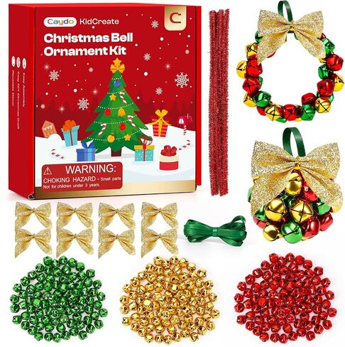 Caydo Christmas Jingle Bells Ornament Kit with Red Green Gold Bells in Kuwait