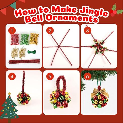 Caydo Christmas Jingle Bells Ornament Kit with Red Green Gold Bells in Kuwait