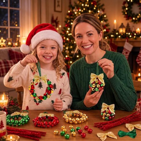 Caydo Christmas Jingle Bells Ornament Kit with Red Green Gold Bells in Kuwait