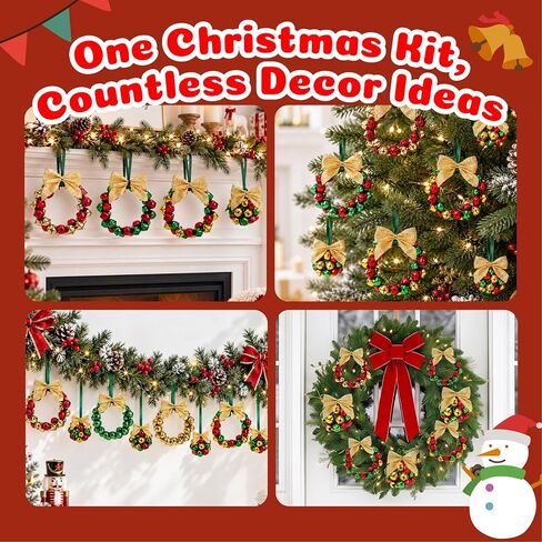 Caydo Christmas Jingle Bells Ornament Kit with Red Green Gold Bells in Kuwait