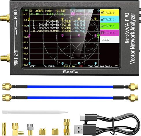 محلل شبكة ناقل NanoVNA-F V2 مطور 50 كيلو هرتز - 3000 ميجا هرتز HF VHF UHF VNA محلل هوائي 4.3 بوصة مع 5000 مللي أمبير في الساعة، قياس جهد S-Parameter SWR، المرحلة، التأخير، مخطط سميث in Kuwait