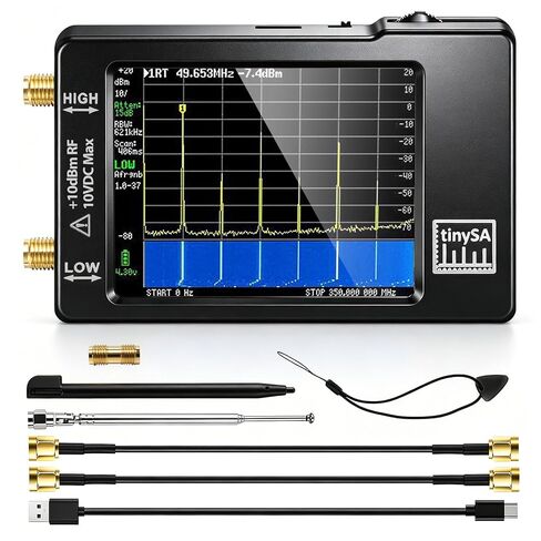 Portable tinysa Spectrum Analyzer - AURSINC V0.3.1 Hand Held Frequency Analyzer | 100kHz to 960MHz MF/HF/VHF UHF Input | ESD Protected Function & 2.8 inch Touchscreen | Signal Generator in Kuwait