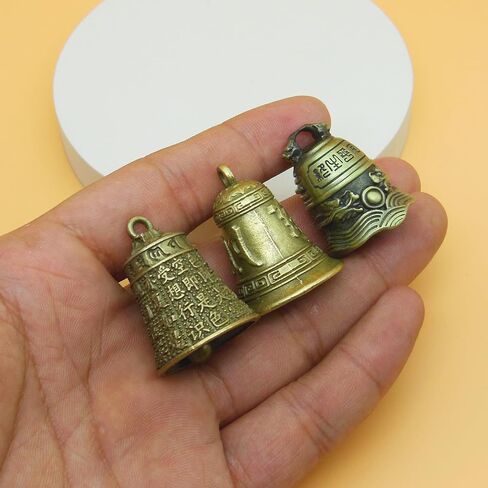 8 Pcs Mini Feng Shui Bell Set, Vintage Antique Chinese Buddha Sculpture Pray Bell, Small Tinkle Craft Bells for DIY Wind Chimes, Home Garden Door Hanging, Car & Pet Collar Pendant Decor in Kuwait