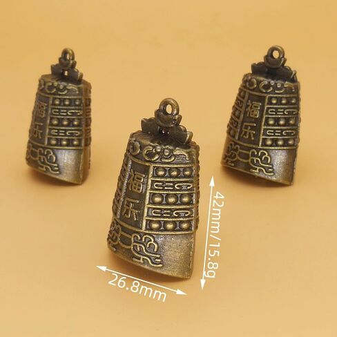 8 Pcs Mini Feng Shui Bell Set, Vintage Antique Chinese Buddha Sculpture Pray Bell, Small Tinkle Craft Bells for DIY Wind Chimes, Home Garden Door Hanging, Car & Pet Collar Pendant Decor in Kuwait