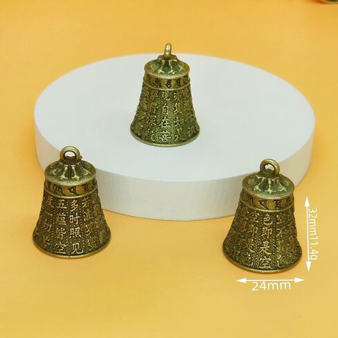 8 Pcs Mini Feng Shui Bell Set, Vintage Antique Chinese Buddha Sculpture Pray Bell, Small Tinkle Craft Bells for DIY Wind Chimes, Home Garden Door Hanging, Car & Pet Collar Pendant Decor in Kuwait