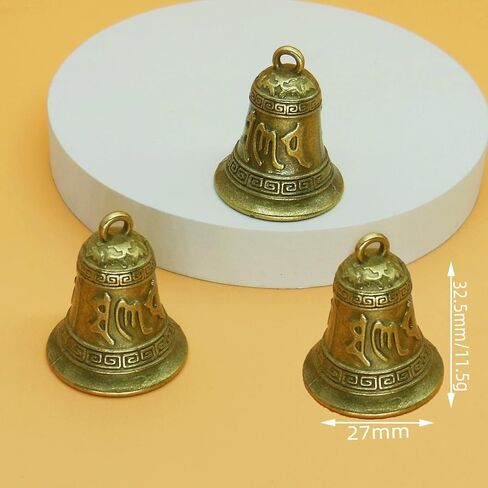 8 Pcs Mini Feng Shui Bell Set, Vintage Antique Chinese Buddha Sculpture Pray Bell, Small Tinkle Craft Bells for DIY Wind Chimes, Home Garden Door Hanging, Car & Pet Collar Pendant Decor in Kuwait