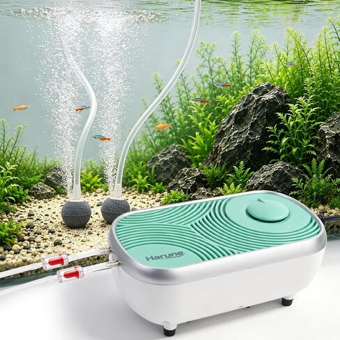 Harune Dual Outlet Aquarium Air Pump,4W 96 GPH,for 10-76Gal Fish Tank in Saudi Arabia