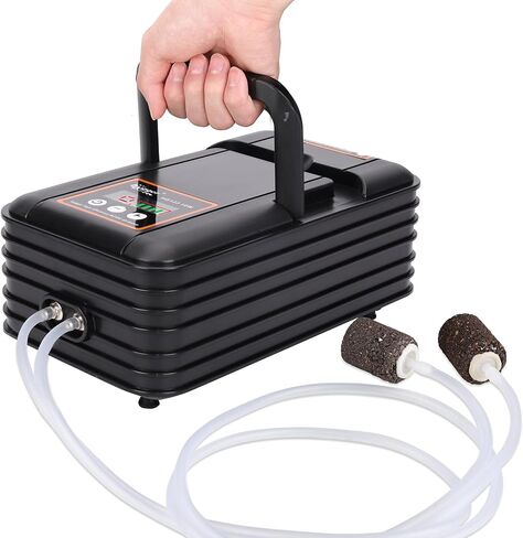 hygger IPX6 Rechargeable Aquarium Pond Air Pump, Powerful Quiet Tank Air Pump with Hose Air Stone Check Valve Adjustable Flow Diverter Valve for Fishing Yacht/Power Outages/Hydroponic in Kuwait
