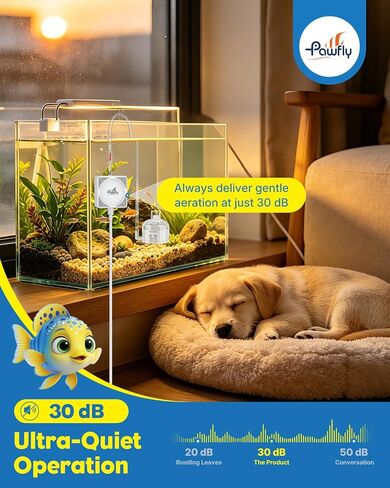 Pawfly 27 L/h Aquarium Air Pump, Mini Air Pump for 1-15 Gallon Fish Tanks in Kuwait