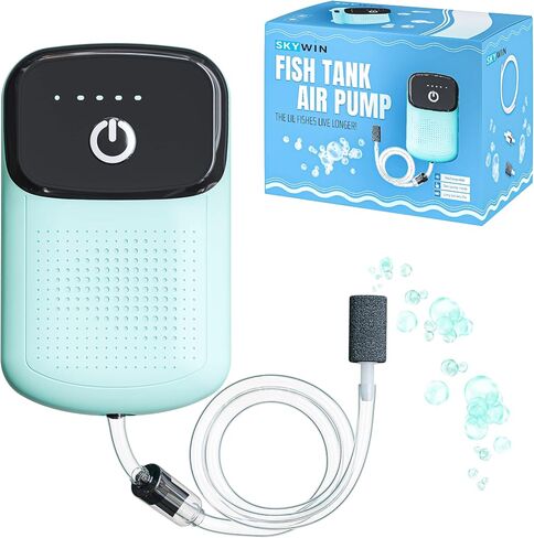 Skywin Portable Aerator for Fish,USB Rechargeable Live Bait Aerator 18–32H Battery, Keeps Bait Alive Anywhere, Quiet Aquarium Water Pump for Buckets, Coolers, Aquariums, Salt & Freshwater in Kuwait
