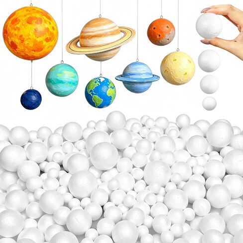 50 Pack White Crafts Foam Balls,5 Sizes Round Polystyrene Ball Smooth Craft Sphere for DIY Arts,Halloween Props,Christmas Decor,School Projects,1",1.2",1.6",2",2.4" in Kuwait