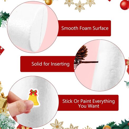 DIYASY 12 Pcs Foam Cones for DIY Crafts, White Polystyrene Christmas Tree Foam Cones Arts and Craft Supplies for DIY Home Craft Project Table Centerpiece Assorted Size in Kuwait