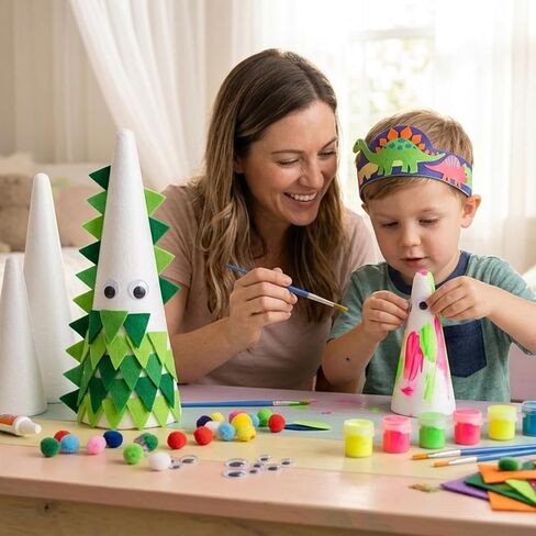 DIYASY 12 Pcs Foam Cones for DIY Crafts, White Polystyrene Christmas Tree Foam Cones Arts and Craft Supplies for DIY Home Craft Project Table Centerpiece Assorted Size in Kuwait