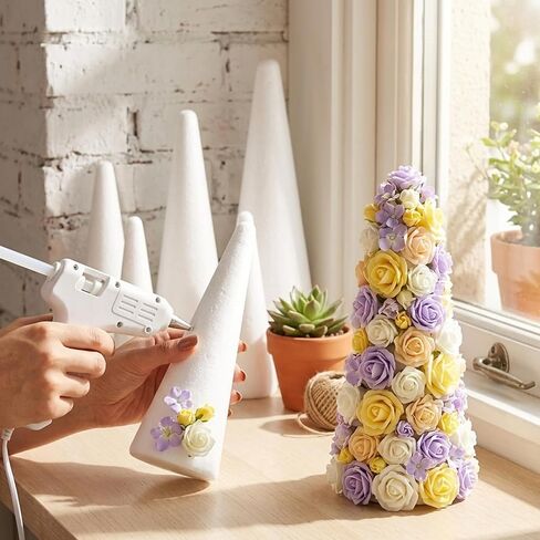DIYASY 12 Pcs Foam Cones for DIY Crafts, White Polystyrene Christmas Tree Foam Cones Arts and Craft Supplies for DIY Home Craft Project Table Centerpiece Assorted Size in Kuwait