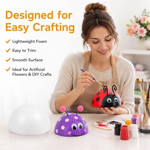 8 Inch Craft Foam Half Sphere, 6 Pack White Half Foam Balls for DIY Crafts in Kuwait