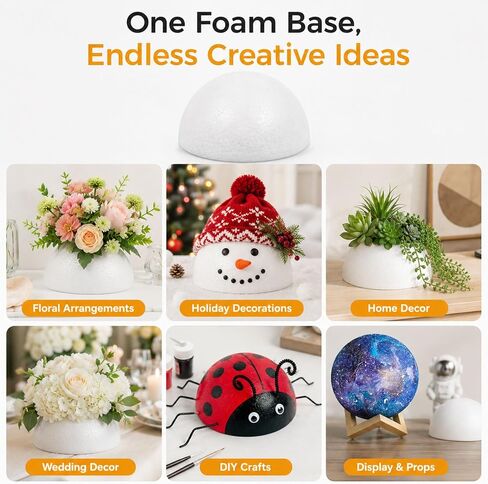8 Inch Craft Foam Half Sphere, 6 Pack White Half Foam Balls for DIY Crafts in Kuwait