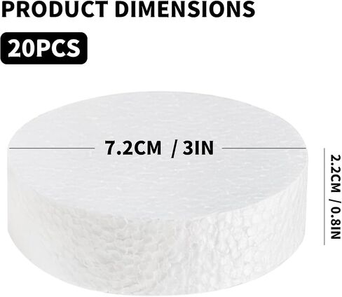 20Pack Round Foam Circles, 3" Styrofoam Craft Circles 1" Thick in Saudi Arabia