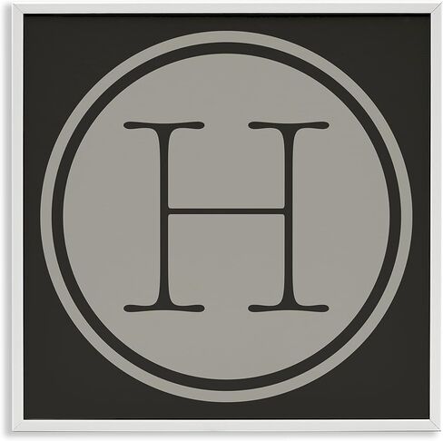 Stupell Industries Modern H شكل مفتاح مصعد دائري أولي، صممه Ziwei Li لوحة جدارية مؤطرة باللون الأبيض، 24 × 24، رمادي in Kuwait