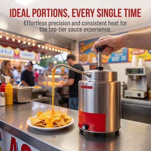 Electric Cheese Warmer with Pump Sauce Warmer Commerical 4.4l Capacity Sauce Dispenser for Nacho Cheese,Hot Fudge,Caramel,Chilli,Butter (Silver(110V)) in Kuwait