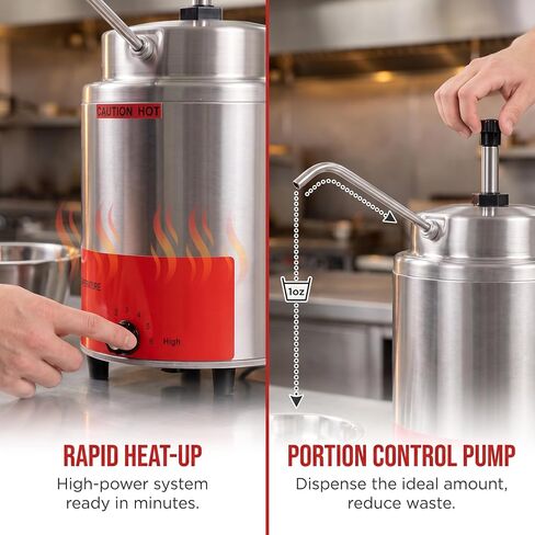 Electric Cheese Warmer with Pump Sauce Warmer Commerical 4.4l Capacity Sauce Dispenser for Nacho Cheese,Hot Fudge,Caramel,Chilli,Butter (Silver(110V)) in Kuwait