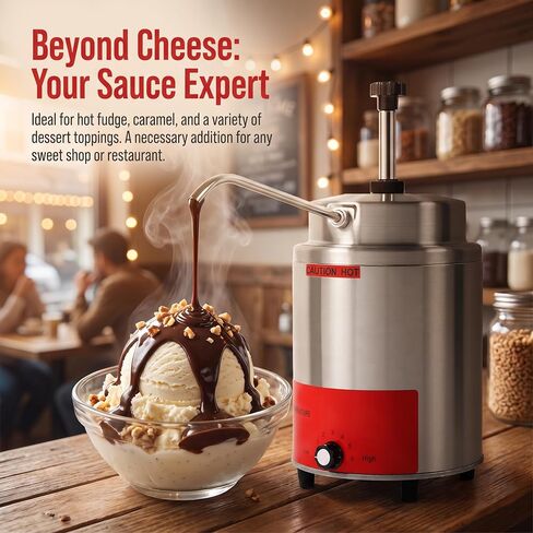 Electric Cheese Warmer with Pump Sauce Warmer Commerical 4.4l Capacity Sauce Dispenser for Nacho Cheese,Hot Fudge,Caramel,Chilli,Butter (Silver(110V)) in Kuwait