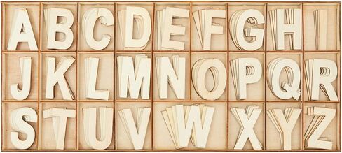 Juvale Wooden Letters for Crafts, Alphabet Set - 2-Inch Natural Wood, 104-Piece Uppercase Alphabet - 26-Compartment Sorting Tray - DIY Wood Letters for Painting & Decorating in Kuwait