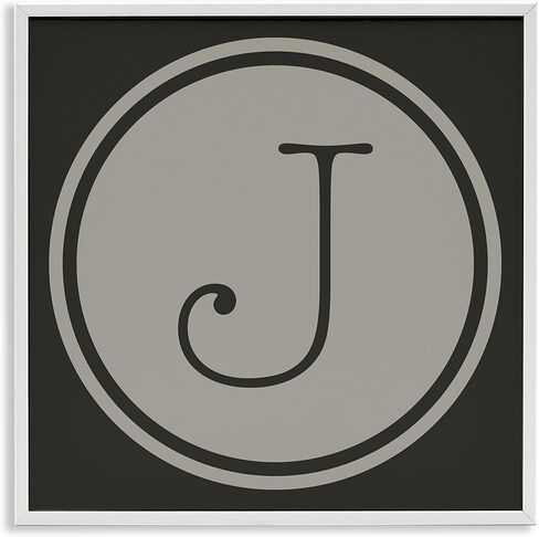 Stupell Industries Modern H Initial Circular Elevator Key Shape, Designed by Ziwei Li White Framed Wall Art, 24 x 24, Grey in Kuwait