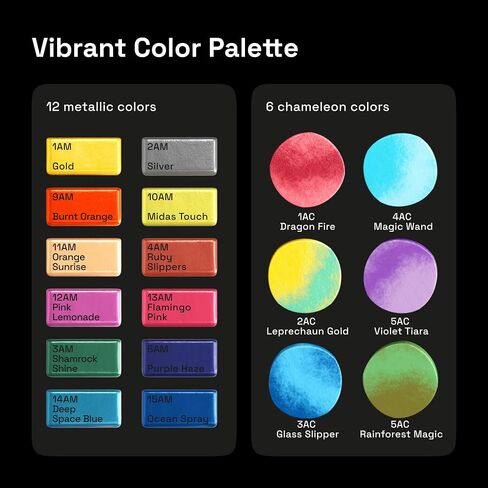 ARTISTRO Metallic Watercolor Paint Set with Palette & Brush Pens - 18 Color in Kuwait