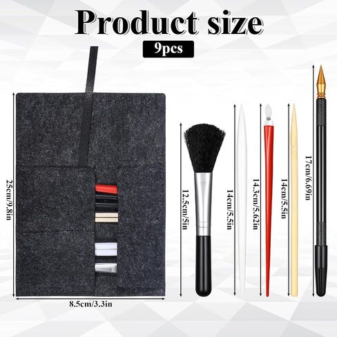 9 PCS Scratch Art Tools, Scratching Painting Art Set Tools: Including Tool Bag, Scratch Coloring Pens, Plastic and Wooden Stylus, Scraper, Clean Brush for Adults Painting Scratch Art in Kuwait