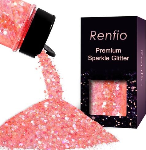 Renfio Iridescent Chunky Glitter for Resin,High Brightness Pink Glitter in Kuwait