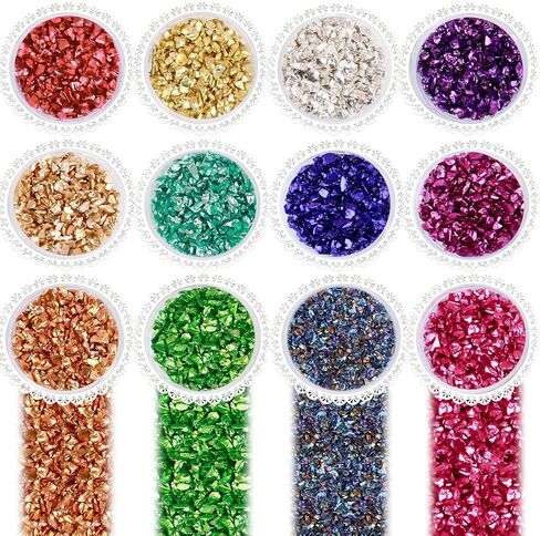 12 Box Crushed Glass Glitter Chips Broken Glass Pieces for Resin Art in Saudi Arabia