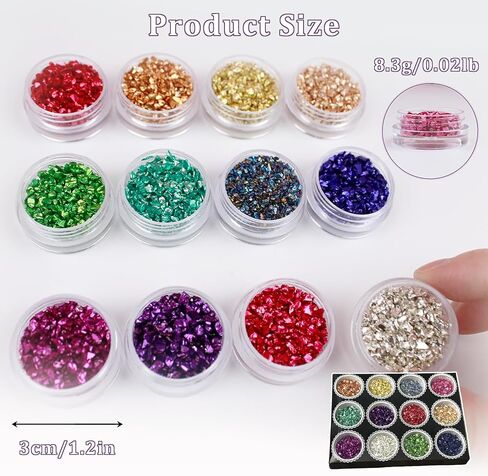 12 Box Crushed Glass Glitter Chips Broken Glass Pieces for Resin Art in Saudi Arabia