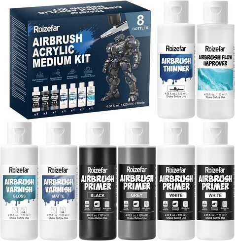 Roizefar Airbrush Medium Set, 8-Piece Acrylic Ready to Spray Painting Kit in Kuwait