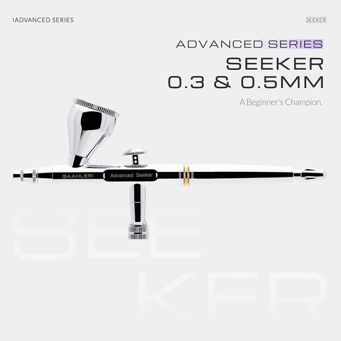 Gaahleri Airbrush Seeker, Dual-Action Gravity Feed with 6-Channel Quick-Release Nozzle, 0.3 & 0.5mm Dual Needle/Nozzle Set, 1/3oz Cup & Ergonomic Calm Island for Model Building Model Painting Art in Kuwait