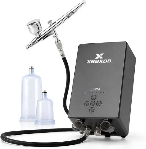 55PSI Airbrush Kit with Compressor for Model Painting, Sneakers & Nails in Saudi Arabia