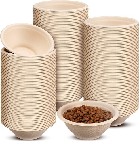 Thenshop 200 Pcs Disposable Pet Bowls Bulk Biodegradable Paper, 8 oz in Kuwait