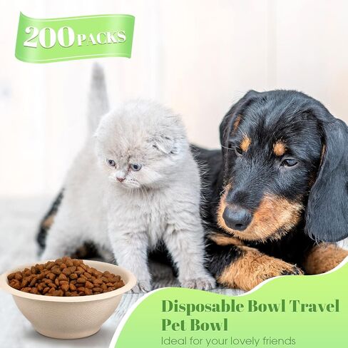 Thenshop 200 Pcs Disposable Pet Bowls Bulk Biodegradable Paper, 8 oz in Kuwait