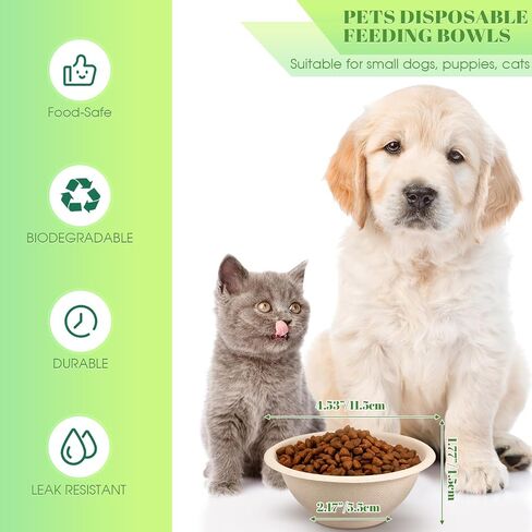 Thenshop 200 Pcs Disposable Pet Bowls Bulk Biodegradable Paper, 8 oz in Kuwait