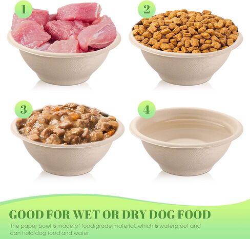 Thenshop 200 Pcs Disposable Pet Bowls Bulk Biodegradable Paper, 8 oz in Kuwait