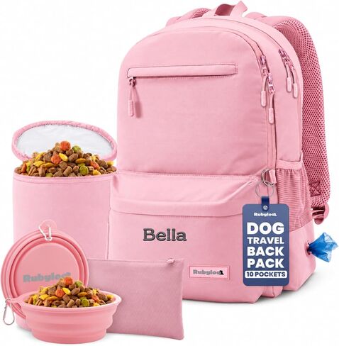 Rubyloo Dog Travel Backpack for Supplies - Dog Diaper Bag with Travel Bowls in Saudi Arabia