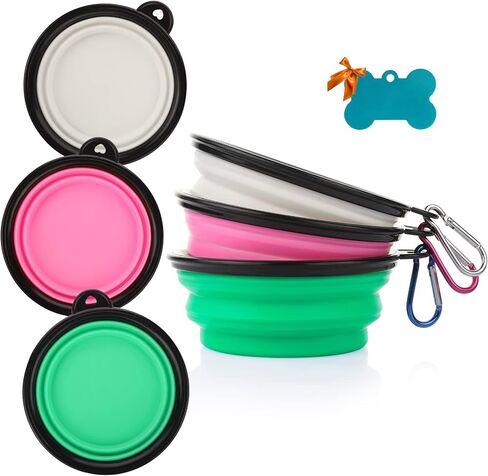 Collapsible Silicone Dog Bowls, 3-Pack Travel Pet Food Water Bowls in Kuwait