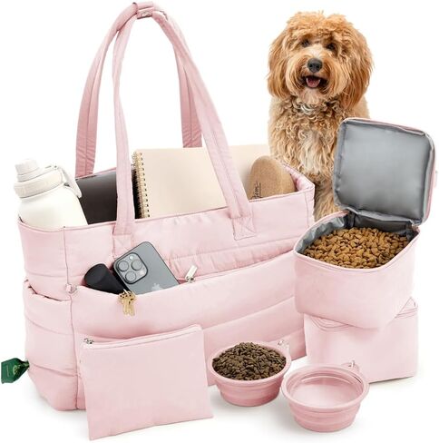 Rubyloo Puffer Dog Travel Bag for Dog Moms, Diaper Bag with Travel Bowls in Saudi Arabia