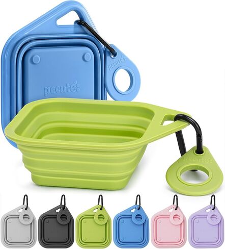 Pecute 2 Pack Collapsible Dog Bowls, Food-Grade Silicone, Blue & Green in Kuwait