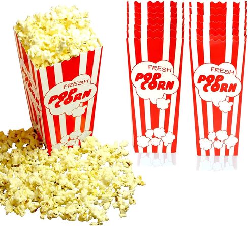 30 دلاء من صناديق ورق الفشار الليلية للأفلام، بطول 7.75 بوصة، كبيرة وتحمل 46 أونصة، تصميم عتيق للحفلات الرجعية باللونين الأحمر والأبيض، حقائب وأحواض مخططة بالحنين إلى الماضي [كمية مختلفة] in Kuwait
