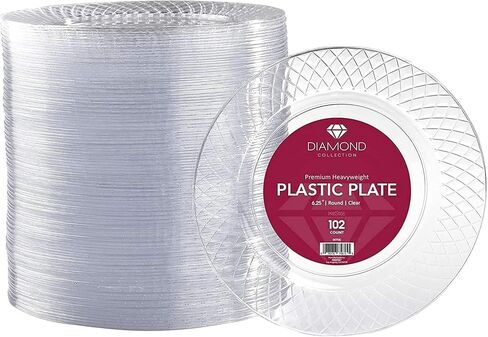 Prestee Plastic Clear Disposable Plates, 50ct Clear Plastic Plates 9 inch - Heavy Duty Hard Clear Plates for Party, Elegant Cake Dessert Salad Appetizer Dinner Plate for Wedding Holidays Easter Plates in Saudi Arabia