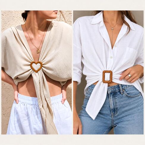 6PCS Scarf Ring Clasp, Retro Silk Scarf Holder Clips, Woven-Look Plastic Waist Cinch Buckles for T-Shirts, Dresses, Belts Strap and Garment Tie Up Corner Knotted Decor in Kuwait