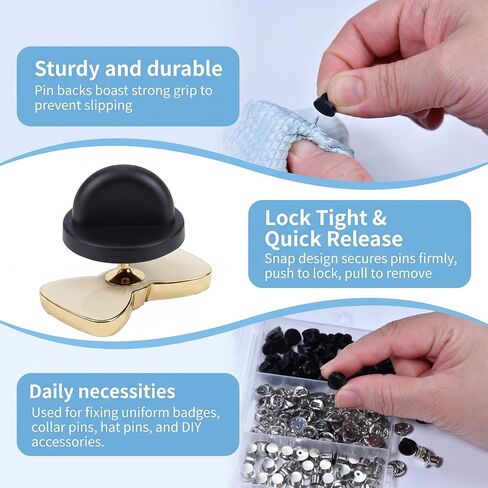 150Pcs 3-Style Pin Backs Set - Locking, Rubber & Metal Clasps for Uniforms in Kuwait